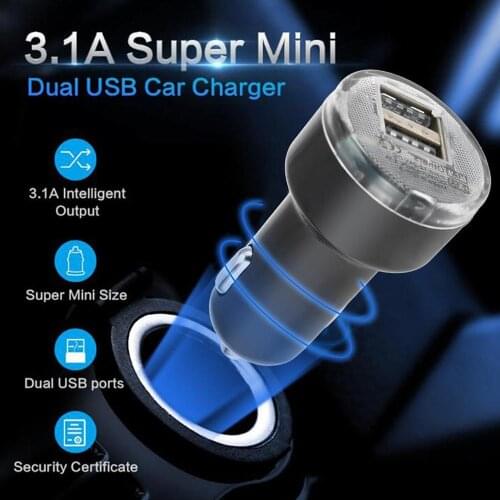 Portable Dual 2 Port Universal USB Car Charger Adapter For Iphone Newest Vehicle Cellphones USB Power Adapter