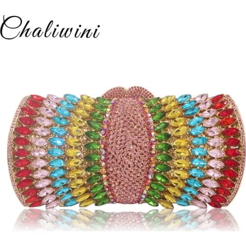 Luxury Colorful Crysatl Long Clutch Bag For Women Party Personalized Toiletry Bag Wedding Cocktail Dress And Event Evening Bag