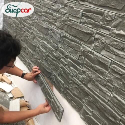 Self Adhesive 3D Wall Sticker Kids Room Waterproof Background Brick Pattern Wallpaper Mural Living Room Bedroom DIY Foam Sticker