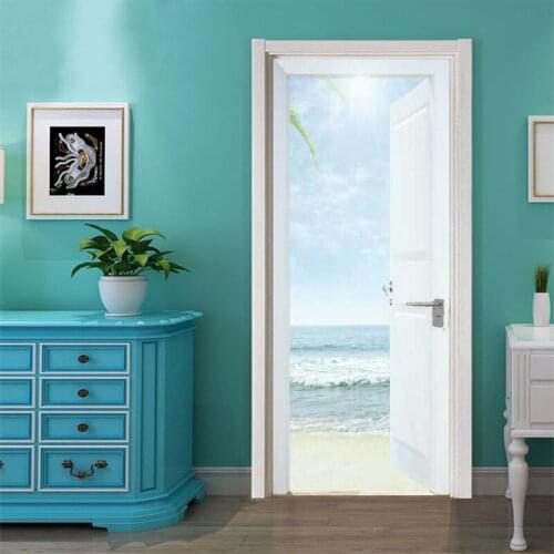 Self adhesive landscape beautiful door Creative door sticker porch wallpaper Mural door decal PVC sticker