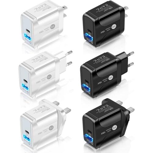 18W PD QC3.0 USB Charger USB Type C Quick Charge 3.0 Wall Fast Charger for IPhone Samsung Huawei Mobile Phone Charging Accessory