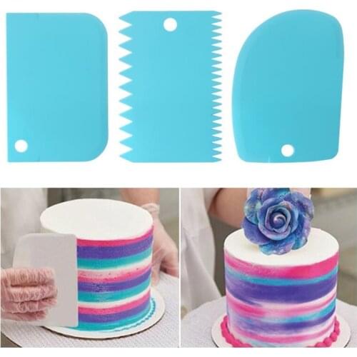 3PCS/Lot Cream Scraper Smoother DIY Cake Decorating Fondant Pastry Cutters Baking Spatulas Tools Molds Kitchen Scrapers