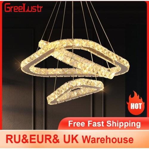 Nordic LED Crystal Chandelier Light Modern triangle Design Chandelier ceiling Hanging Lamp Lustres lighting luminaires Decor