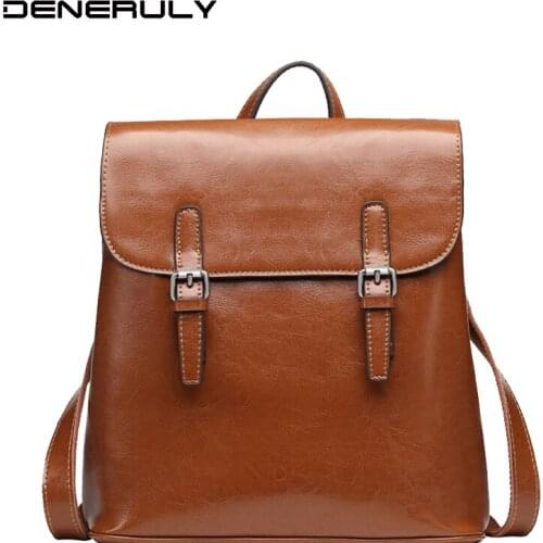 Mochila Feminine Vintage Genuine Leather Backpack Women Fashion Backpacks High Quality Travel Backpack For School Teenager Girls