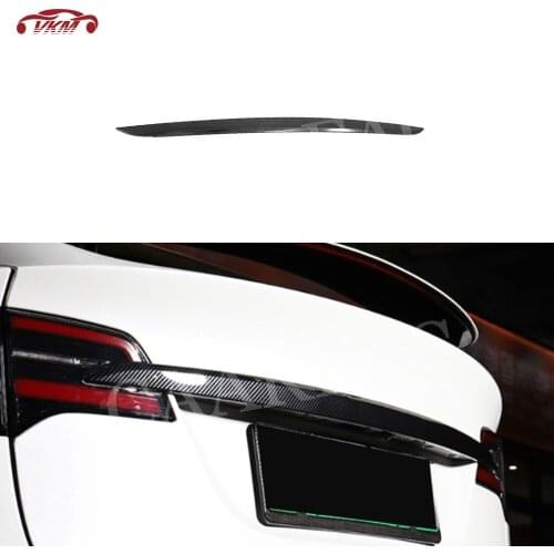 Carbon fiber Material Rear Trunk Door Decoration Trim Cover Sticker For Tesla Model X SUV 2020 ABS Carbon look