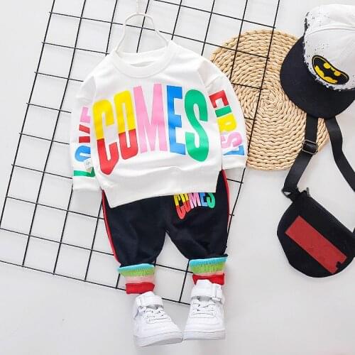 Boys Spring Autumn Jogging Set Kids Boys Outfits Cotton Tops+pants 2pcs For 1-2-3-4-5Y Children Girls Fashion Clothing