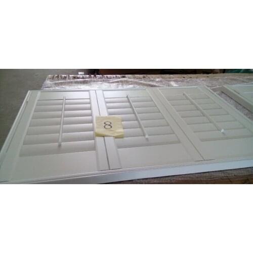 Indoor 100% Plantation Shutters With Standard Tilt Bar And Z Frame Window Blinds Left And Right Biparting Open Fan Blind