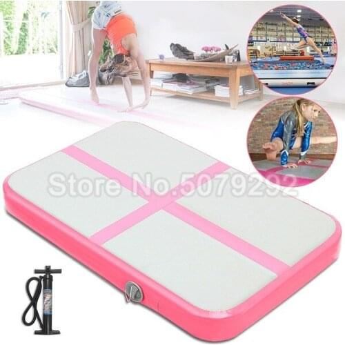 Pink Color Inflatable Air Block 1*0.6*0.1m Mini Size Air Track Mat With Pump DWF Cheerleading Gymnastics Mat Tumble Airtrack