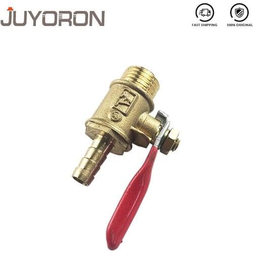 Shutoff Ball Valve 6/8/10/12mm Hose Barb Inline with Red Lever Handle Brass Water Oil Air Gas Fuel Line Shut-off Pipe Fittings