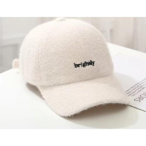 2020 New Warm Winter Cap Girl Women Brightly Letter Embroideried Faux Fur Baseball Cap Casual Outdoor Hip-Hop Hat casquette