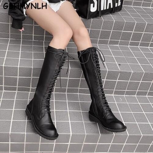 Booties woman Riding chunky boots low Heel women shoes snow Winter Knee High Boots Women Motorcycle Boots punk Boots LJA901