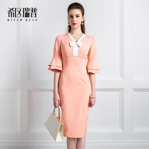 High End Style Hepburn Dress Womens 2021 New Summer Retro Bow Dress