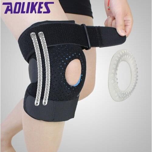 1PCS Breathable Shock Adjustable Spring Sports Knee Pads Basketball Volleyball Leg Knee Brace Brace Support Patella Guard