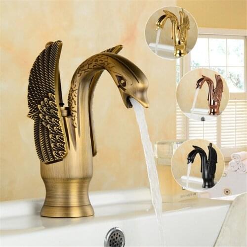 1PC SY-8005 New Design Luxury Copper hot and cold taps Swan faucet Gold plated gold wash basin faucet Mixer Taps