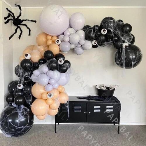104Pcs Halloween Balloons Arch Garland Kit Black Purple Latex Balloon Halloween Theme Party Home Decoration Supplies DIY Globos