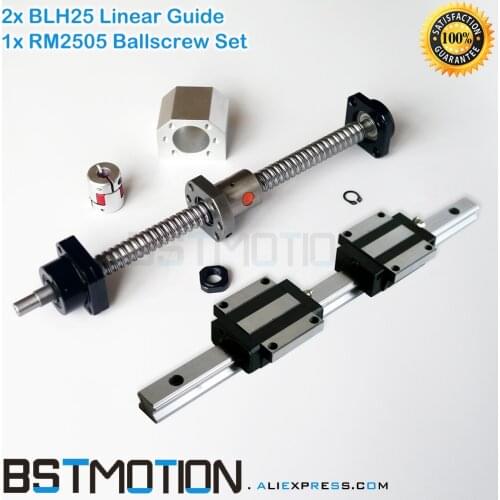 2505 Ball screw FK20 FF20+BLH25 25mm Linear Guide Rail 300mm 400mm 500mm 600mm 800mm 900mm 1000mm 1100mm 1200mm 1500mm#HGW25CC