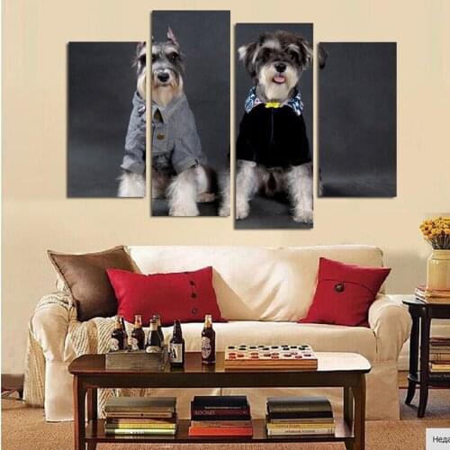 4 Piece Rena Snow Dogs HD Wall Picture Decorative Art Print Painting On Canvas For Living Room Home Decor