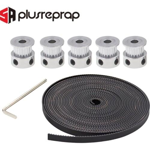 5pcs GT2 Timing Pulley 20 teeth 5M GT2-6mm GT2 Timing Belt 10 x M3 Setscrews Allen Key For 3D Printer