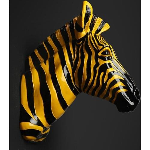 Home Decoration Accessories Furnishing Animal Spot Horse Pendant Wall Above The Mural Decorations Zebra head statue sculpture