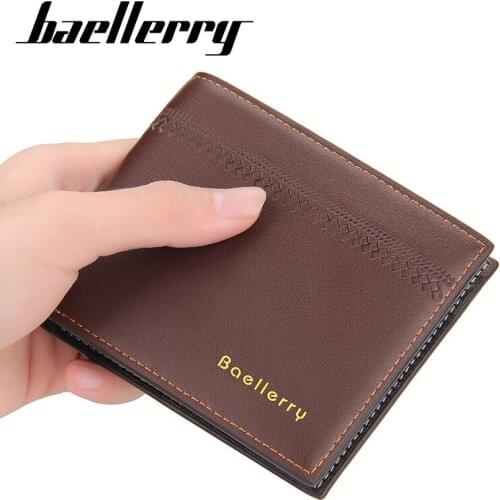 Baellerry Male Purse Soft Leather Short Wallet for Men Card Holder Solid Bags Photo Holder Boys Coin Pocket carteira masculina