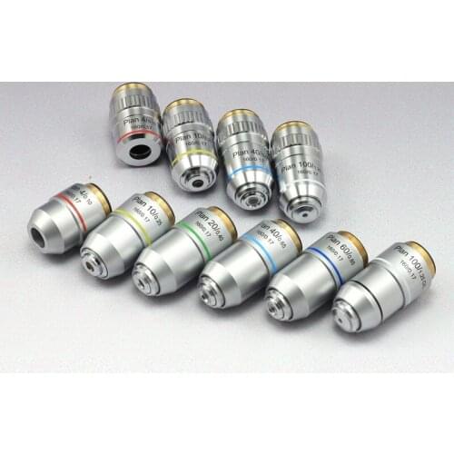 Biological Microscope Plan Objective Lens 4X 10X 20X 40X 60X 100X RMS Thread 160/0.17