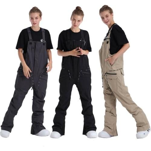 Thick Bib Anti-Cold Pants Men Women Winter Water-Resistant Windproof Breathable Outdoor Sports Trousers Snowboarding Strap Pants