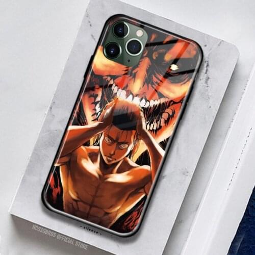 Attack on Titan Eren Jaeger Soft Silicone Glass for IPhone SE 6 6s 7 8 Plus X XR XS 11 12 Mini Pro Max Phone Case Cover Shell