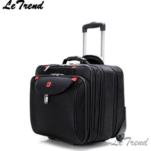LeTrend New Oxford Rolling Luggage Casters 18 inch Men Multifunction Boarding Suitcase Large Capacity Travel Luggage