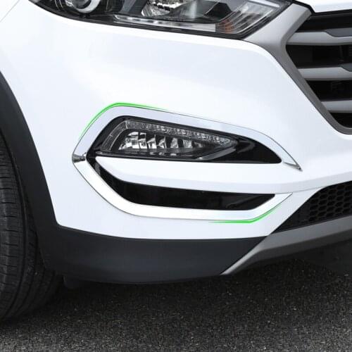 For Hyundai Tucson 2015-2018 ABS Chrome Car front fog lamp eyebrow Decoration frame Cover Trim Exterior Accessories 2pcs
