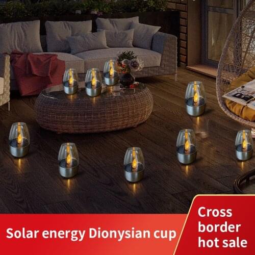 Solar Lawn Light Candle Wine Glass Ladder Light Courtyard Night Light Rainproof Solar Landscape Light Indoor Home Decoration