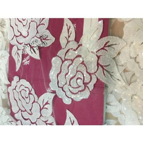 Hot selling 5 yards embroidered tulle Net Lace French tulle mesh Lace Fabric For dress with sequins