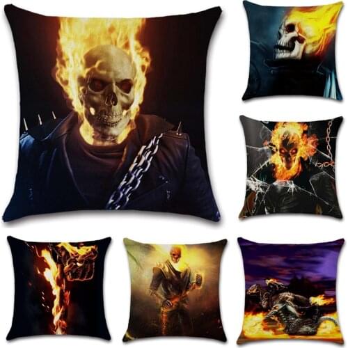Burning skull Fire Ghost Rider printed cushion cover Decor Chair sofa seat car Decorative pillowcase Home house room friend gift