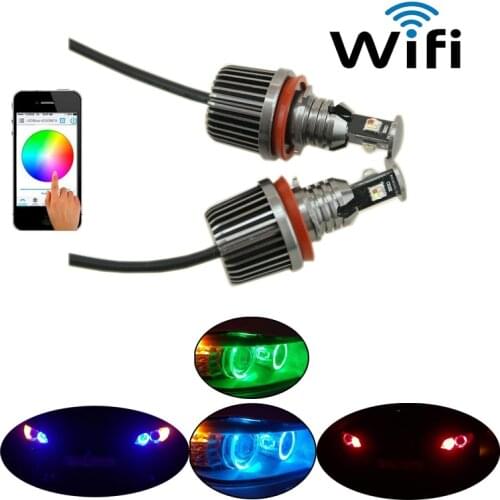 H8 Wifi Led Marker Angel Eyes For Bmw E82 E92 X5 X6 E70 E71 E90 E60 E61 E63 Front Headlight DRL RGB Color Change 12V