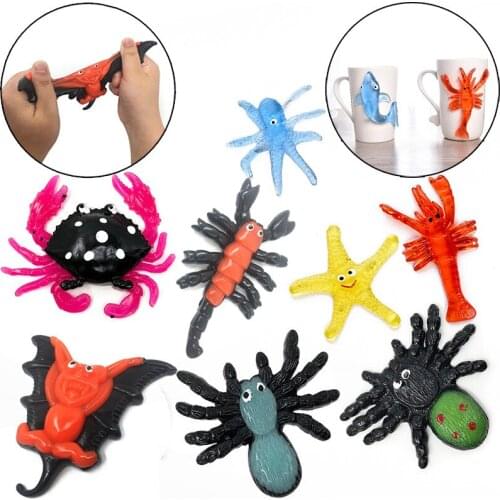 5Pcs Simulation Cute Marine Animals Soft TPR Vent Pinch Squeeze Paste Decompression Octopus Starfish Toys