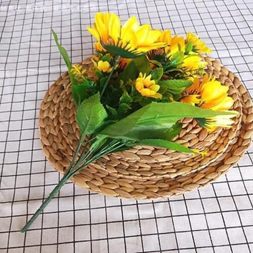 Sunflower Artificial Fake Flower Plastic Simulation Bouquet Flowers Decoration Part Wedding Party Decoration Accessories