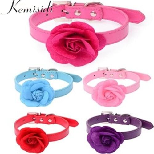 KEMISIDI Pet Collar 2017 Hot Bling Rhinestone PU Leather Sunflower Pattern Puppy Pet Dog Collars Size XS S M L Supplies Products