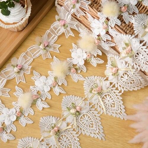 Ribbons For Crafts Lace Fabric 3D Flower Butterfly Wedding Dress Bag Decor Sewing Accessories Needlework DIY Embroidery Tape New