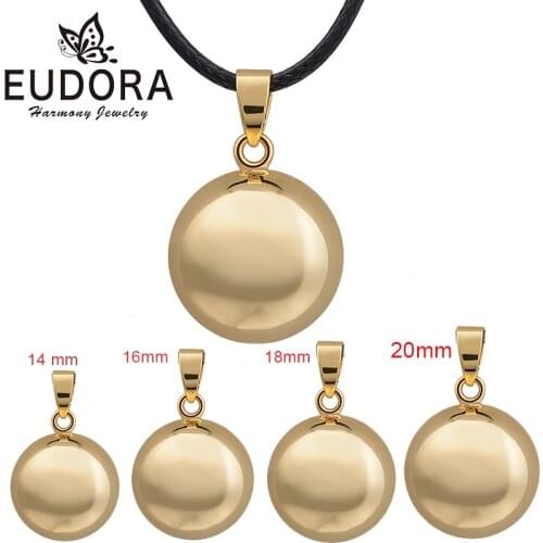 EUDORA Copper plaed Gold 14mm 16mm 18mm 20mm Harmony Bola Ball Pendants Chime Ball Necklace Fine Jewelry For Pregnant woman B100