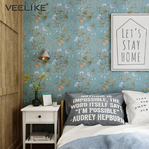 Non Woven Self Adhesive Wallpapers European Style Wall Sticker for Furniture Improvement Decorative Covering with Floral Pattern