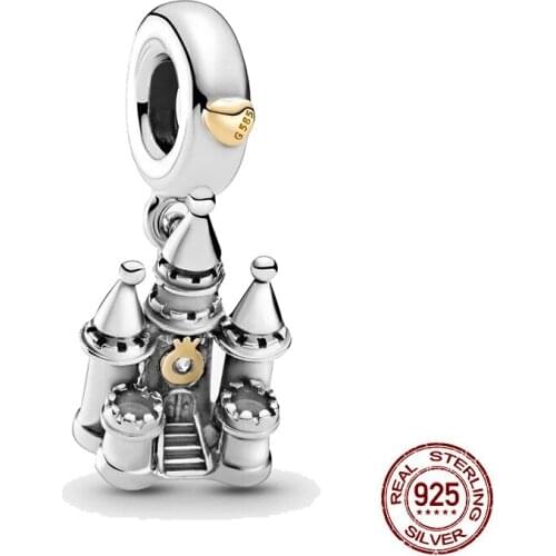2021 New Silver Color Castle Dangle Charms Fit Pandora Beads Bracelets DIY Women Fashion Jewelry Gift