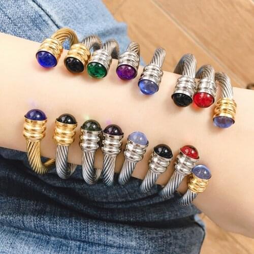 New Hot Brand Jewelry For Women Multi - Color Matching Bracelet With Steel Wire Opening Party Bangle Jewelry