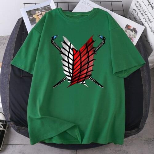 Attack On Titan Women O-Neck T-shirts Short Sleeve Oversize Tshirts Black Outdoor Cosplay Tops Tees Washable Ladies Camiaetas