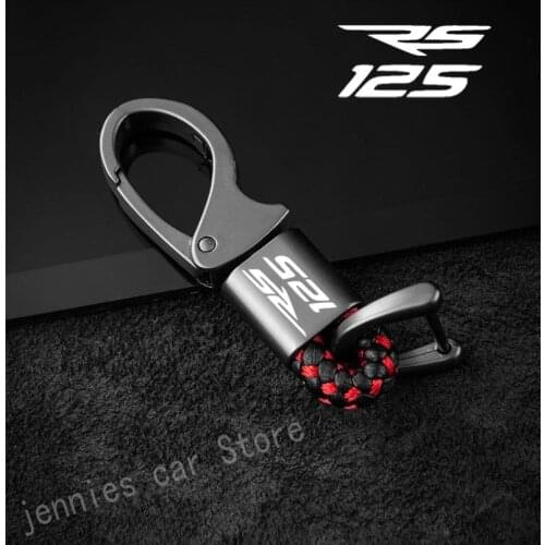 Custom logo hanging waist with metal leather cord keychain For Aprilia RS125 RS 125 ApriliaRS125 motorcycle Accessories