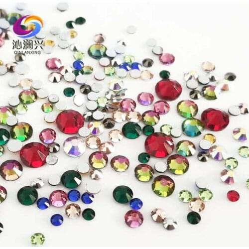 Mix SS4-SS16 Size Red mix color 300pcs Non HotFix flatback high quality glass crystal 3D Nail Art Rhinestone diy Decorations
