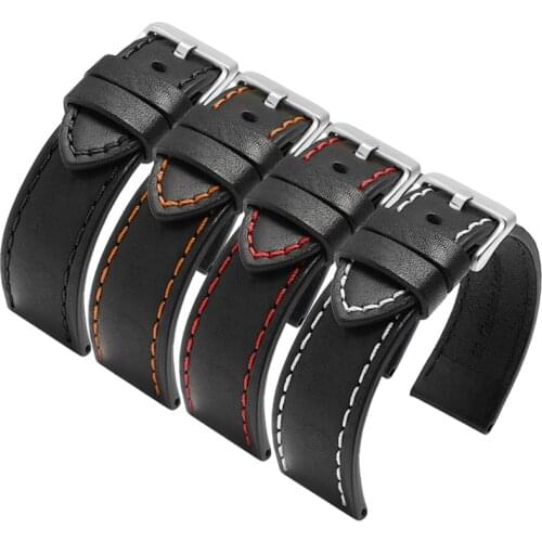 Genuine leather WatchBand for EFR-303L/303D EQB-501 EFS-S500 Mens Bracelet 20 22 24mm black brown orange rubber strap