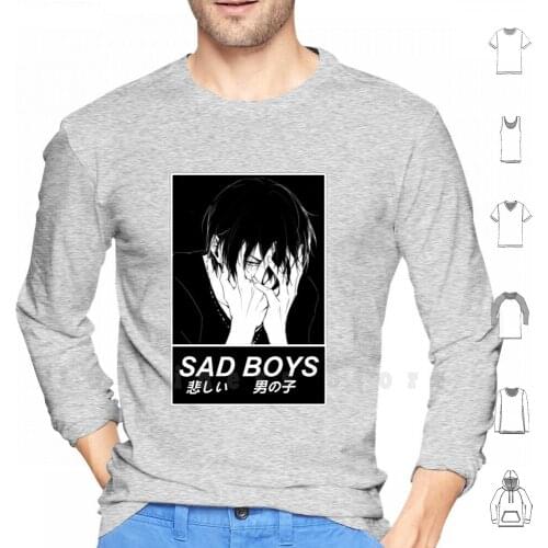 Sad Boys - Sad Japanese Anime Aesthetic hoodies long sleeve Anime Nyan Manga Sword Art Online Studio Ghibli Senpai