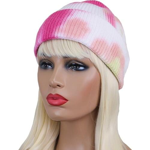 WUJIE Tie Dye Beanies for Women Soft Winter Hats Skullies Cap