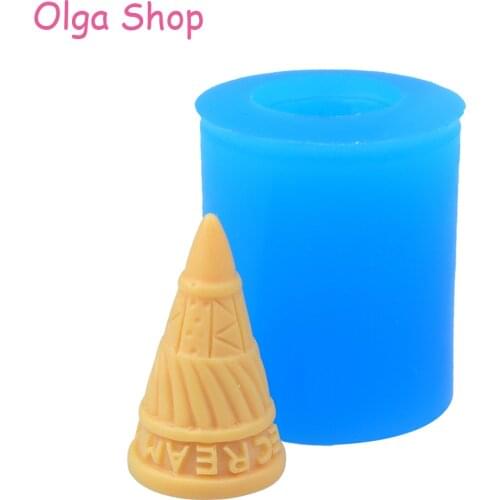 XYL154 29.9mm 3D Ice Cream Cone Silicone Mold - for Dessert, Fondant, Cake Decorating, Gum Paste, DIY Biscuit Baking, Resin, Wax