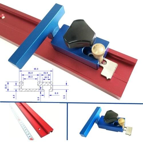 T track Durable 400/600/800 Aluminum Alloy T-Track Woodworking T-slot Miter Track with Scale/Miter Track Stop for Woodworking