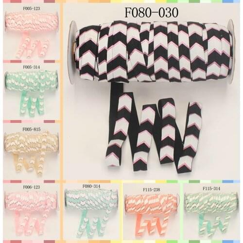 High stretch gold & silver foil foe Arrow ribbon 5 yards 5/8" 16MM Chevron Print Fold Over Elastic Ribbon